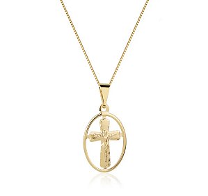 Colar Crucifixo Pequeno Vazado Banho Ouro 18k - Ale Semijoias