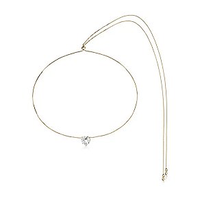 Colar Ajustável Coração Zircônia Banho Ouro 18k - Ale Semijoias