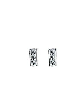 Brinco Palito Retangular Microcravejado Zircônia Cristal 7mm Prata 925 - Ale Semijoias