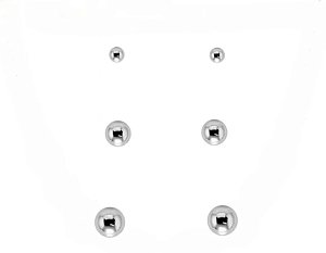 Trio de Brincos Esfera Lise 2mm, 3mm e 4mm Prata 925 - Ale Semijoias