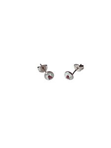 Brinco Redondo Resina Branca com Zircônia Vermelha 4mm Prata 925 - Ale Semijoias