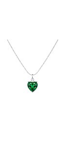 Colar Ponto de Luz Coração Zircônia Verde Esmeralda Corrente Cadeado 45cm Prata 925 - Ale Semijoias
