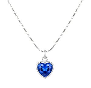 Colar Choker Ponto de Luz Coração Zircônia Azul Safira Corrente Veneziana 35cm + 5cm Extensor Prata 925 - Ale Semijoias SKU: