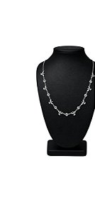 Colar Choker Espírito Santo e Cristais Transparentes Corrente Elo Oval 45cm Prata 925 - Ale Semijoias