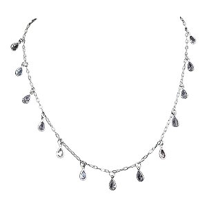 Colar Choker Pontos de Luz Gotas Zircônias Cristal Corrente Elo 1,5mm 45cm Prata 925 - Ale Semijoias
