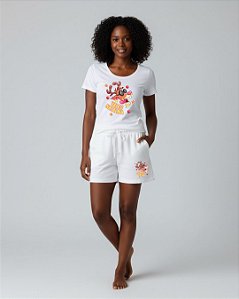 Conjunto Baby Look Valeu Natalina + Short Moletinho