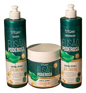 Kit Fusão Poderosa Colágeno Babosa Rícino 3 Em 1