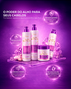 Kit Alho Revitalize Reconstrução Capilar com Alho Desodorizado e Quinoa – Shampoo + Condicionador + Máscara + Finalizador
