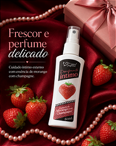 Desodorante Íntimo Feminino Morango com Champagne 60ml Suave Fragrance – Frescor, Perfume Delicado e Cuidado Íntimo Externo