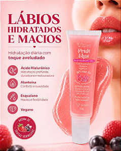 Balm Hidratante Labial Fruit Lips 13g Suave Fragrance – Ácido Hialurônico, Manteiga de Karité e Cacau