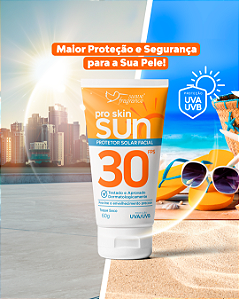 Protetor Solar Facial Pro Skin Sun FPS 30 Suave Fragrance 100g – UVA UVB Toque Seco Transparente