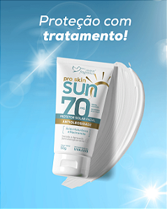 Protetor Solar Facial Pro Skin Sun FPS 70 Suave Fragrance 50g – Antioleosidade, Toque Seco, Ácido Hialurônico e Niacinamida UVA/UVB