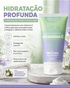 Creme Hidratante Corporal Vitamina E com Filtro Solar 150g Suave Fragrance – Manteiga de Murumuru, Ação Antioxidante e Hidratação Profunda