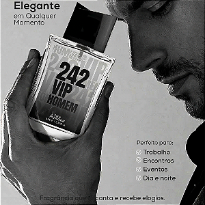 Perfume Masculino 242 VIP Homem 100ml Suave Fragrance – Oriental Amadeirado com Limão, Menta, Maçã, Musk e Madeira