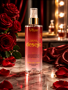 Body Splash Desejo 200ml Suave Fragrance – Oriental Âmbar com Jasmim, Açafrão, Âmbar, Cedro e Patchouli