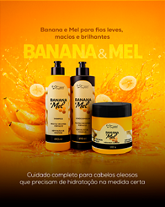 Kit Banana E Mel 3 Em 1 Shampoo Condicionador Mascara Tratamento Profissional