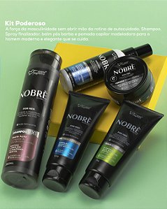 Kit Masculino Nobré Essence Suave Fragrance – Shampoo 2x1, Spray Condicionante, Gel para Barbear e Balm Pós-Barba
