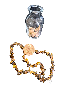 COLAR DE OLHO DE TIGRE COM GARRAFA PURIFICADORA