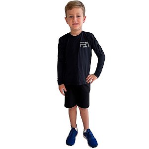 CAMISETA INFANTIL ACQUA COM PROTEÇÃO UV 50+ MANGA LONGA PRETA