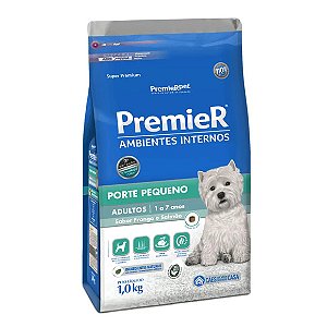 Premier Ambientes Internos Cães Adultos Raças Pequenas Frango e Salmão 1 kg