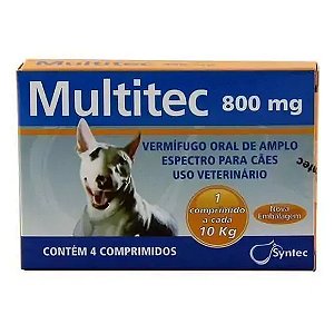 Vermifugo para Cães Multitec Syntec 800 mg