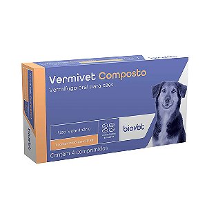 Vermífugo Vermivet Composto 600 mg Biovet 4 comprimidos