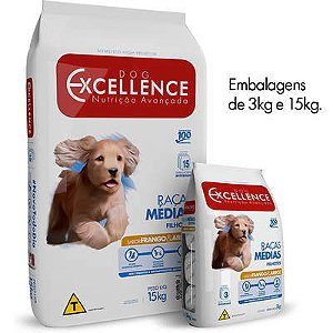 Racao Dog Excellence Racas Media Filhote Frango E Arroz 1kg
