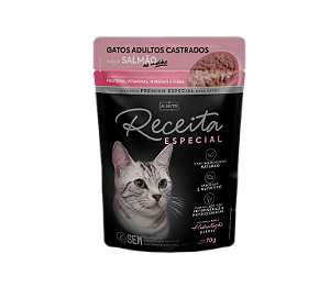 Sache Umido Rec Esp Pe Gato Ad Cast Salmao 70Gr