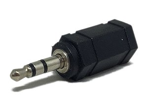 Adaptador de Áudio P2 Fêmea Mono P/ P2 Macho Stéreo Plástico