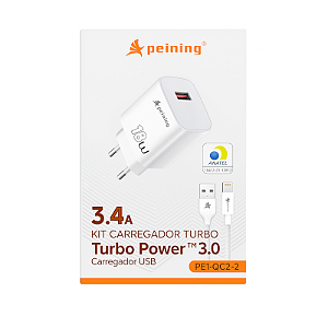 Kit Fonte Usb + Cabo Usb Para Lightning Turbo 18W 3.4A Peining