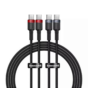 Kit Com 2 Cabos Tipo C Para Tipo C Cafule 100W Baseus