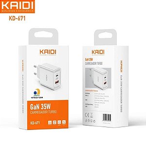 Fonte Carregador Turbo 35W Saida Tipo C Pd35W E Usb Turbo 3.0 Kaidi Kd-671