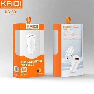 Fonte Carregador Turbo Para Carro Qualcom 3.0 18W Kaidi Kd-501