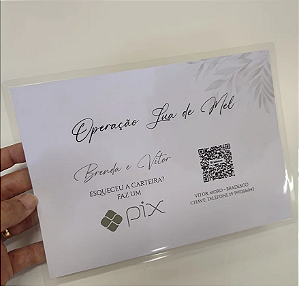 Placa PIX Casamento Operação Lua de Mel 21x29,7cm