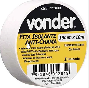 FITA ISOLANTE 19mm X 10M BRANCA - Vonder