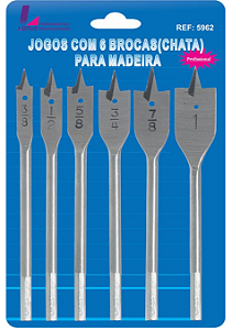 Jogo C/6 Broca Chata Madeira 3/8-1″ Plus