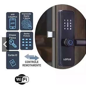 FECHADURA WIFI SEMIAUTOMÁTICA 22X160 - PRETO