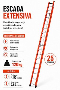 ESCADA DE FIBRA EXTENSIVA 4,50X7,80