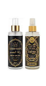 KIT CASAL BODY SPLASH ÁRABE - ZAFRAN BLACK MASCULINO + LUXURY BLACK FEMININO