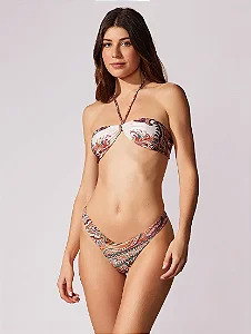 Top Frente Única + Tanga Asa Delta Estampada Capri