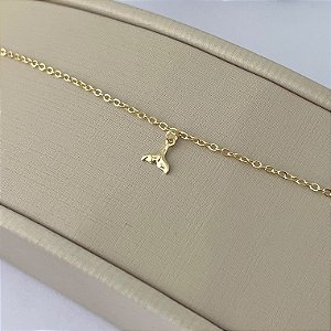 Tornozeleira em banho de ouro 18k com pingente de rabo de sereia