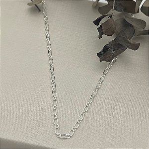 Tornozeleira em banho de prata silver em elos vazados tradicional