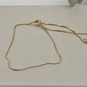 Tornozeleira em banho de ouro 18k em corrente veneziana tradicional em fecho gravata