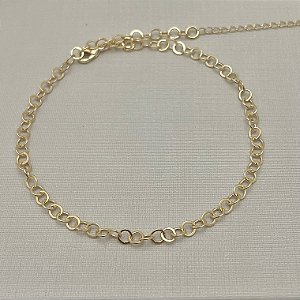 Tornozeleira em banho de ouro 18k de bolinhas vazada