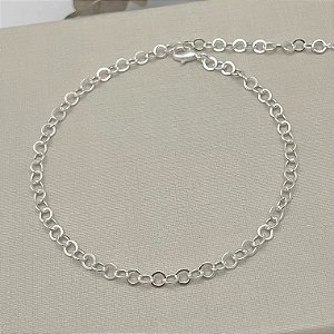 Tornozeleira em banho de prata silver de bolinhas vazada