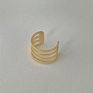 Piercing fake em banho de ouro 18k liso quatro linhas
