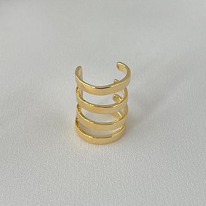 Piercing fake em banho de ouro 18k liso quatro linhas grande