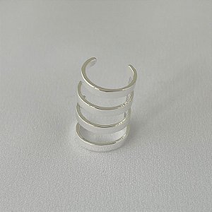 Piercing fake em banho de prata silver liso quatro linhas grande