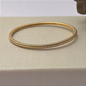 Bracelete banhado em ouro 18k duas linhas cravejadas