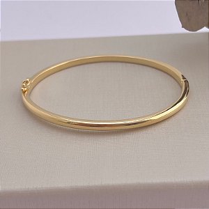Bracelete liso tradicional em banho de ouro 18k